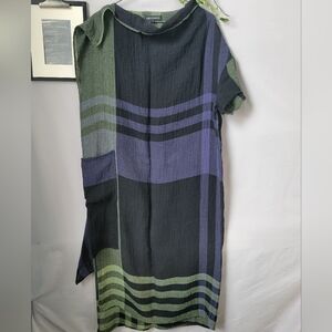 Kedziorek Linen Check Midi Dress 42 US 10 or L